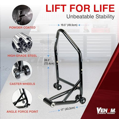 Venom Single Sided Swingarm Motorcycle Stand Lift with 40.7 mm pin, Motorcycle Wheel Stand, Motorcycle Rear Stand, Lifting Accessories, Compatible with Ducati & Triumph Models