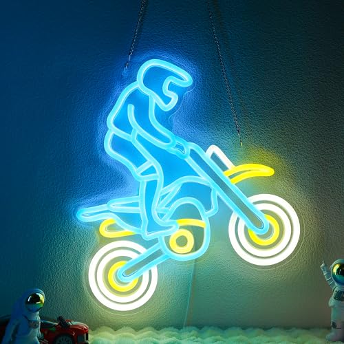Dirt Bike Neon Signs for Wall Decor, Motercycle Neon Lights for Boys Bedroom Game Room Man Cave Garage Decor, 5V USB Power with Hanging Chain Hooks - color: Motorcyclist