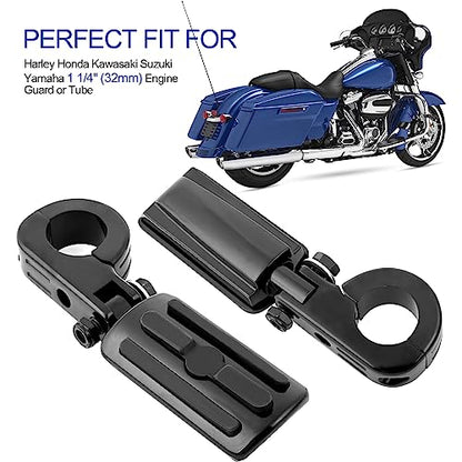 1.25” Engine Guard Foot Rest With P-Clamps Mounts Kits Motorcycle Highway Foot Pegs For Harley Touring Road King Street Softail Dyna Sportster Kawasaki Suzuki Yamaha (Black 5) - color: Black Style 4