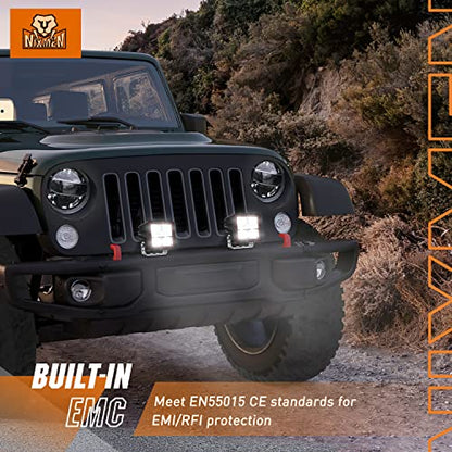 Nilight 3 Inch Cube LED Pod Light Bar with DRL 20 W 2200LM 10° Super Spot Offroad Driving Lights w/ 16AWG Wiring Harness Kit for Jeep Truck UTV 4x4 ATV - color: Indirect 4LED Spot Pod w/white DRL