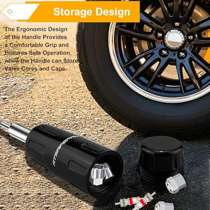 ATsafepro Valve Core Removal Tool, Valve Stem Removal Tool Contains 4 Schrade Valve Cores and 4 Tire Valve Caps, Schrader Valve Removal Tool Quick Repair Kit, Valve Core Tool Easy to Carry (Pack of 2) - size: 4.26 inch (Pack of 2)