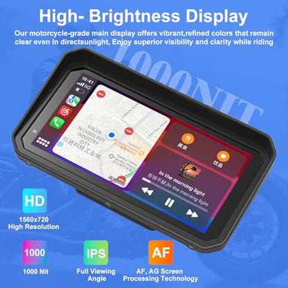 YZW GPS Screen Motorcycle CarPlay Fit for BMW, 6" QLED Waterproof Touch Screen/HD/1000 Nits/60Hz, Wonder Wheel, Data Reading, Plug&Play, Lossless Installation, Android Auto, BT, TPMS, Native Protocol - size: BM 6"+Wonder Wheel+Lossless Installation