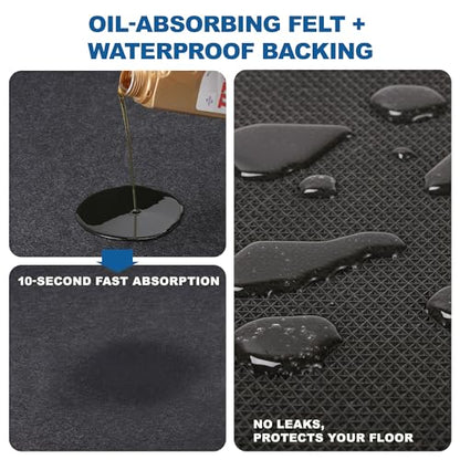 Garage Floor Mats 59" x 72"- Premium Felt + Rubber Backing Oil Absorbent Contain Liquid Waterproof Washable Reusable Non-Slip Pad for Car Maintenance Under Vehicle Spot Protection - size: 4'11" x 6'