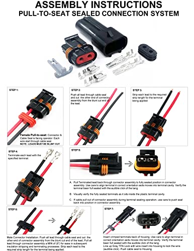 2 Pin Metri-Pack Waterproof Connector 10-12awg Terminals and Seals 46Amp (10-12 GA (1set))