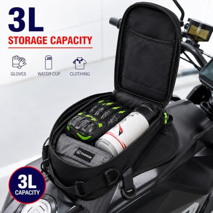 Motorcycle Tank Bag with Phone Holder, Magnetic & Strap Mount Motorcycle Tank Bag for Plastic/Metal Gas Tanks, Waterproof Touchscreen Tank Bag Fits Phones Under 6.3”, Riding Storage Bag