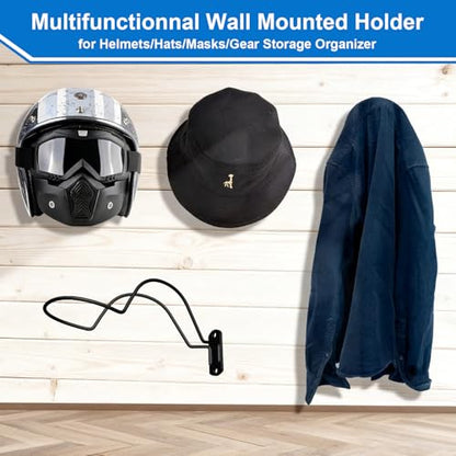 Helmet Wall Mount Display Rack 4-Pack, Heavy Duty Metal Holder for Motorcycle, Football, Baseball, Hockey, Bike & Skateboard Storage, Space Saving Sideways Gear Hanger, Black - size: 4 Pack