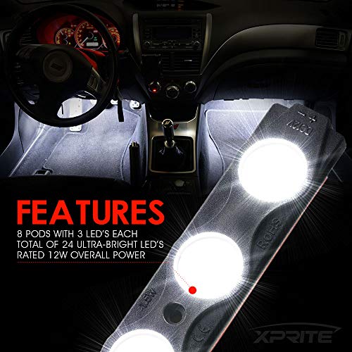 Xprite White Truck Pickup Bed Light Kit, 24 Led Cargo Rock Lighting Kits w/Switch for Van Off-Road Under Car, Side Marker, Foot Wells, Rail Lights - 8 PCS - color: White