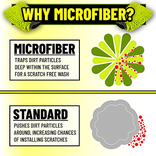 Chemical Guys MIC493 Chenille Premium Scratch-Free Microfiber Wash Mitt, Lime Green, 9.6" x 2.3" x 7" (Pack of 2) - size: Regular (Pack of 2)
