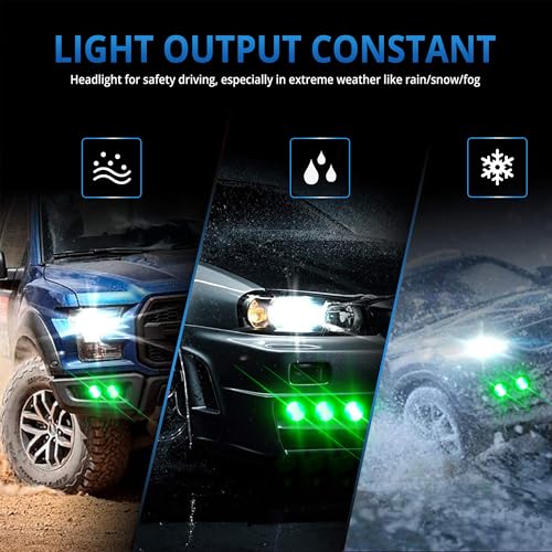 4Pcs 23mm DC 12V Black shell Eagle Eye Cob LED Car Fog DRL Daytime Running Light Backup Reverse Tail Rock Lights Headlights Signal Lamp Small bulb use for car and motorcycle (Green) - color: Green