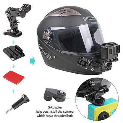 Motorcycle Helmet Chin Mount Kit Compatible with GoPro 13/12/11/10/9, DJI Action 6/5 Pro/4/3, AKASO and More Action Cameras - style: Motorcycle Helmet Chin Mount