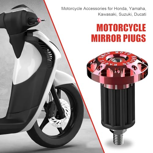2 PCS Universal Motorcycle Bar End Plug, Shockproof Handlebar End Caps, 7/8" Aluminum Alloy Handlebar Grip End Caps Replacement, for Most Motorcycles (Red) - color: Red