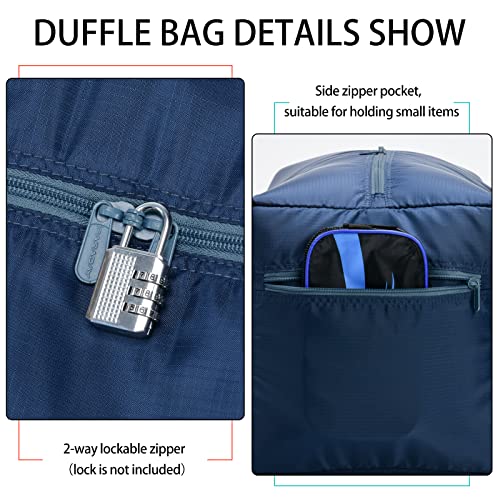 Foldable Duffel Bag 30" / 75L Lightweight with Water Rresistant for Travel-Navy Blue - color: Navy-75L