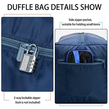 Foldable Duffel Bag 30" / 75L Lightweight with Water Rresistant for Travel-Navy Blue - color: Navy-75L