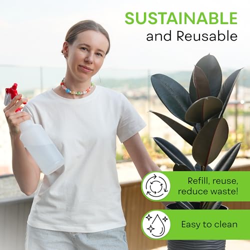 BRIGHTFROM 32 OZ Empty Plastic Spray Bottle, Heavy Duty with Adjustable Spray Nozzle, Chemical Resistant, All Purpose, Professional for Cleaning, Planting & Chemical Solutions