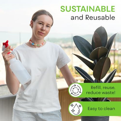 BRIGHTFROM 32 OZ Empty Plastic Spray Bottle, Heavy Duty with Adjustable Spray Nozzle, Chemical Resistant, All Purpose, Professional for Cleaning, Planting & Chemical Solutions