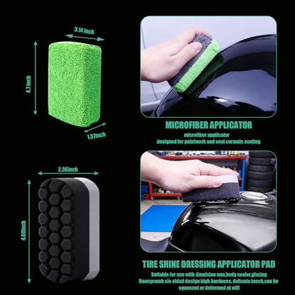 13PCS Motorcycle Cleaning Kit, Motorcycle Detailing Kit Overall Cleaner Tools Car Washing Brush Rims Cleaning Kit Chain Tire Wheel Brush Set Chain Tire for Car Bike Motorbike (Green)