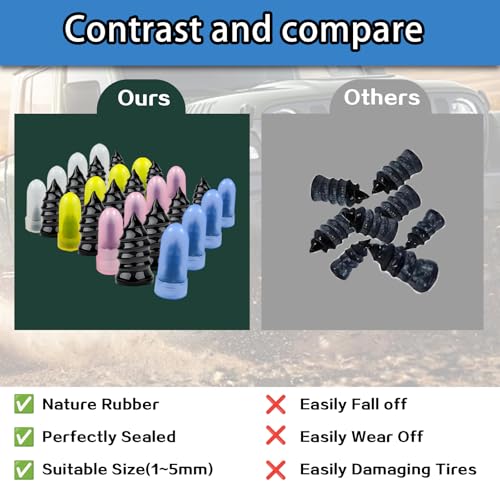 40Pcs Tire Repair Rubber Nails Kit with 4 Sizes, Screw in Tire Repair Plugs, Vacuum Tire Repair Rubber Nail, Tire Rubber Nails Tool, Fast Self-Service Tire Repair Tools for Car, Truck, Motorcycle
