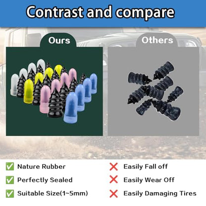 40Pcs Tire Repair Rubber Nails Kit with 4 Sizes, Screw in Tire Repair Plugs, Vacuum Tire Repair Rubber Nail, Tire Rubber Nails Tool, Fast Self-Service Tire Repair Tools for Car, Truck, Motorcycle