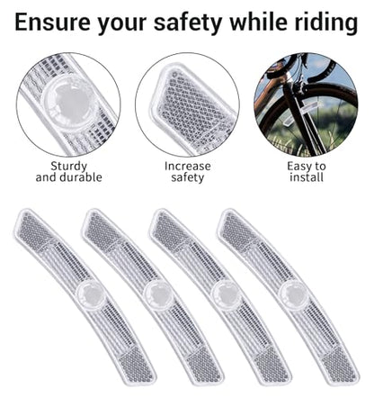 4PCS Bike Reflectors, Plastic Bike Wheel Reflectors for Night Riding, Safety for Road Mountain Bicycle Night Riding