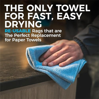 The Rag Company - All-Purpose Microfiber Terry Cleaning Towels - Commercial Grade, Highly Absorbent, Lint-Free, Streak-Free, Kitchens, Bathrooms, Offices, 300gsm, 12in x 12in, Red (12-Pack) - color: Red, size: 12in x 12in