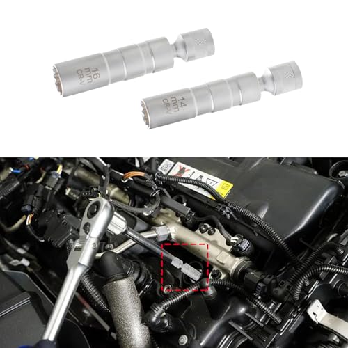 2PCS Magnetic Spark Plug Socket, 14mm&16mm Swivel Thin Wall Spark Plug Socket, Car Accessories Universal 3/8-Inch Drive 12-Point Spark Plug Socket Removal Tool for Most Motorcycles