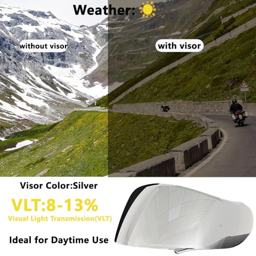 Neotec 2 Helmet Visor Replacement for,CNS-3 UV Protection Helmet Face Shield Compatible with SHOEI Neotec 2(Silver) - color: Silver- Day Use
