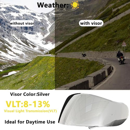 Neotec 2 Helmet Visor Replacement for,CNS-3 UV Protection Helmet Face Shield Compatible with SHOEI Neotec 2(Silver) - color: Silver- Day Use