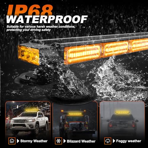 ASPL 26inch 126 LED Emergency Rooftop Strobe Lights Bar w/Controller Double Side Warning Hazard Snow Plow Flashing Light Traffic Advisor Safety Light for Work Trucks Vehicles Tow Pickup(Amber) - color: Amber
