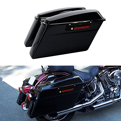 SLMOTO Black Hard Saddlebag Fit For Harley Touring Road King, Road Glide, Street Glide, Electra Glide, Ultra-Classic FLT, FLHT, FLHTCU, FLHRC 94-13 - color: Vivid Black + Black Latches