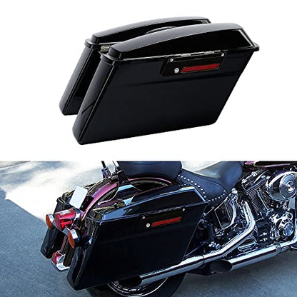 SLMOTO Black Hard Saddlebag Fit For Harley Touring Road King, Road Glide, Street Glide, Electra Glide, Ultra-Classic FLT, FLHT, FLHTCU, FLHRC 94-13 - color: Vivid Black + Black Latches