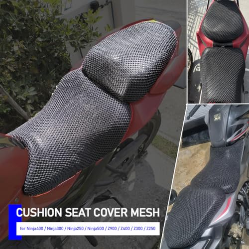 for Ninja500 Ninja 500 SE 2024 2025 2026 Rear Seat Cowl Cushion Cover Net Insulation 3D Mesh Guard Protector Motorcycle Accessories, Abrasion-Resistant All-Weather Protection
