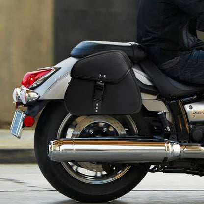 Motorcycle Saddle Bags with Buckles, 16L Waterproof Motorcycle Saddlebags, PU Leather Saddle Bags Motorcycles for Sportster Softail Dyna V-star Shadow,Universal Accessories