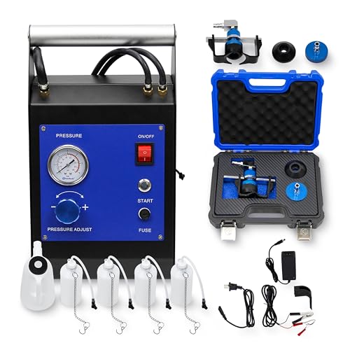Electric Motive Power Brake Pressure Bleeder Kit, 4-Wheel Simultaneous Smart Pulse Fluid Oil Exchanger, DC 12V /AC 110V Pneumatic Automotive Machine for All Vehicles One-Person Operation - size: 14PCS Kit