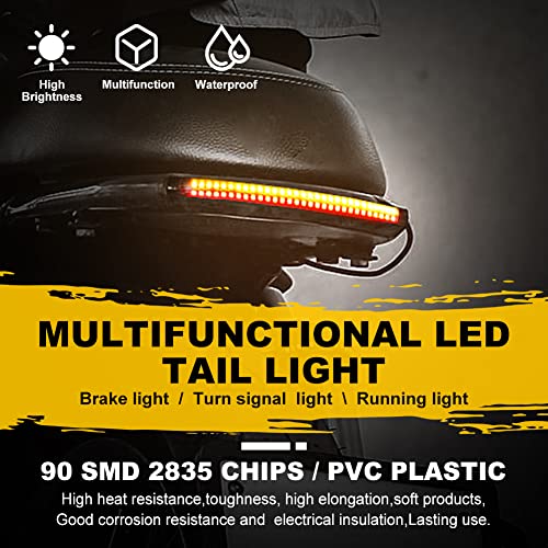 Motorcycle LED Tail Light Strips,11.8" Double color LEDs Brake Stop Tail Lihgt Turn signal Light Multifunction Waterproof Flextible LED Strips for Motorcycle ATV ect.2-Pack. (30cm-90SMD)
