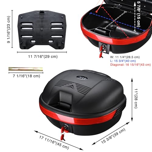 Motorcycle Trunk Black Motorcycle Top Case Motorcycle Tail Box Scooter Trunk Tour Motorcycle Storage Box Carrier with Lock for Helmet Luggage, 30L - size: 30L
