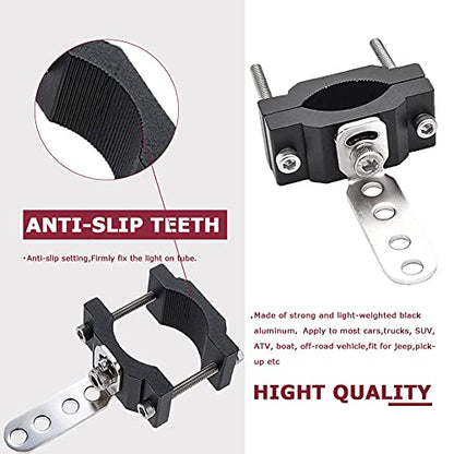Fork Clamp Motorcycle Light Mount fit 0.7" to 2.05" Roll Cage,Adjustable Bicycle Motorcycle Headlight Bracket Car Bull Bar Holder Offroad Tube Clamps Mounting Brackets for LED Work Lights