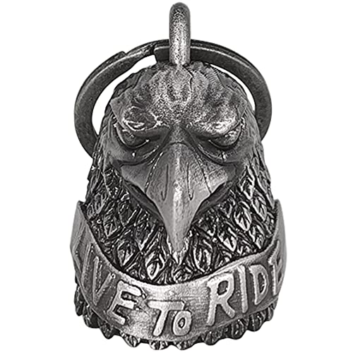 Dream Apparel Motorcycle Bell Guardian Angel Drive Away Gremlin, Biker Bell for Men Women Rider Riding, Good Luck Gift - color: Eagle and Live to Ride