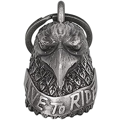 Dream Apparel Motorcycle Bell Guardian Angel Drive Away Gremlin, Biker Bell for Men Women Rider Riding, Good Luck Gift - color: Eagle and Live to Ride
