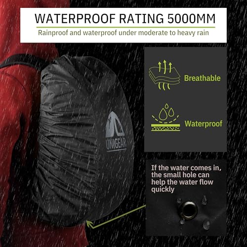 Unigear Backpack Rain Cover Waterproof Rating 5000mm Ultraportable and Durable with 2 Anti-Slip Buckle Strap, Integrated Carry Pouch Design (Black, Meidum) - color: Black, size: Medium