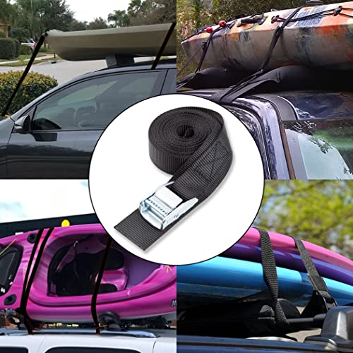 Cartman 1" x 15'Lashing Straps with Adjustable Cam Buckle Cargo Tie Down with Protective Pad, 8 Pack, Black - color: Black, size: 8 PK