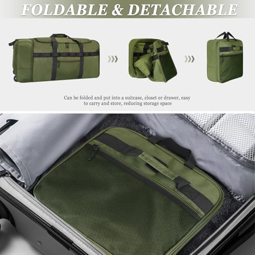 Rolling Duffle Bag with Wheels, 85L Expandable Rolling Duffel Bag for Travelling, Extra Large Foldable Carry on Travel Duffle Bag for Men - color: Green