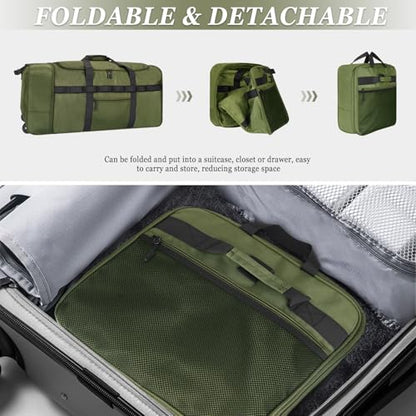 Rolling Duffle Bag with Wheels, 85L Expandable Rolling Duffel Bag for Travelling, Extra Large Foldable Carry on Travel Duffle Bag for Men - color: Green