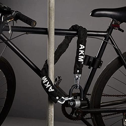 AKM Anti-Theft Bike Lock 3foot/90cm Long Heavy Duty Chain Lock Durable 10mm Thick Chains with 4 Keys Security 16mm U Lock for Bicycle,Scooter,Moped,Motorcycle,Gates - size: 3ft/90cm x 10mm Diameter Chain with Lock