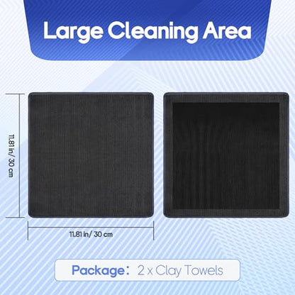 2PCS Clay Towel Auto Detailing, Clay Bar Towel Cloth Auto Detailing for Car (12 x 12 in) (Grey) - color: Grey