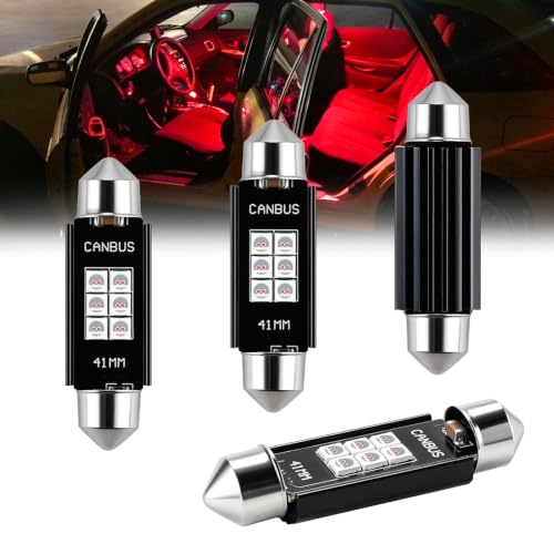 iBrightstar 9-30V Extremely Bright 211-2 212-2 578 Festoon LED Bulbs Error Free 1.61" 41mm for Interior Map Dome Lights and License Plate Courtesy Lights, Red - color: Red, size: 41mm