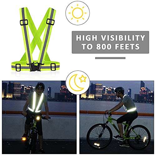 Reflective Vest - Running Vest Reflector, Reflective Running Vest with Safety Straps, High Visibility Reflector - color: D-10pcs Green Vests
