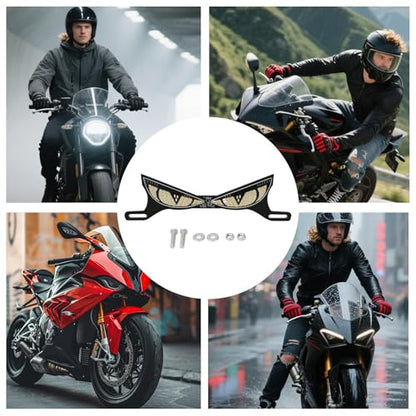 Motorcycle Brake Light, High Visibility Safety Lamp, 19x5x0.5cm, Eye Shape License Plate Lamp, License Plate LED Light, Sturdy And Weather Resistant, For Night Riding, Daily Commuting, Cycling, Travel - color: Snake eye lamp-white+yellow flash