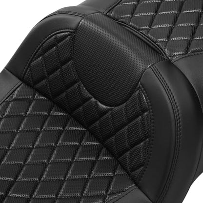 SLMOTO Gel Hammock Seat + Passenger Backrest Pad Sissy Bar Fit for Harley Touring Road King Glide Street Glide Electra Glide 2014-2023 Black Motorcycle 2 Up Rider Driver Seat Cushion - color: Gel Style B Black Seat + Backrest