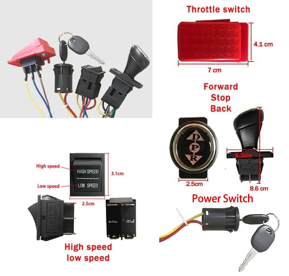 JRRXM 12V Motor Gearbox Wires Harness Conversion Kit Set for Power Wheels Trax Upgrade,DIY Self-Made High-Speed Ride On Toys Electric Car Complete Set of Parts,Fast,6V - size: 12V