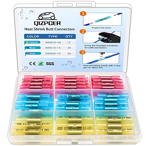 66 Pcs Heat Shrink Butt Connectors Kit, Insulated Waterproof Electrical Marine Automotive Wire Crimp Splice Terminals, Butt Connectors - size: 66Pcs Kit